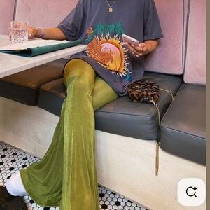 No Boundaries Olive Ribbed Flare Wide Leg Comfy Legging Pants